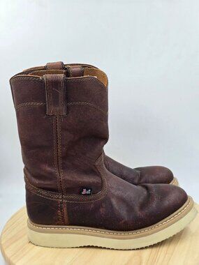 Justin Mens  Original 10" Wedge Sole Wellington Work Boot Pull ON WK4908 sz 9.5M